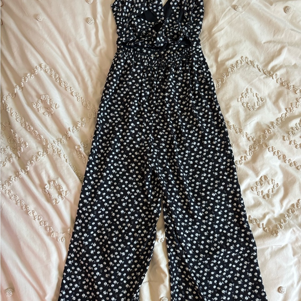 Socialite Black and White Floral Jumpsuit